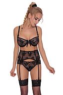 Seductive bra, partially sheer cups, floral lace, A to D-cup
